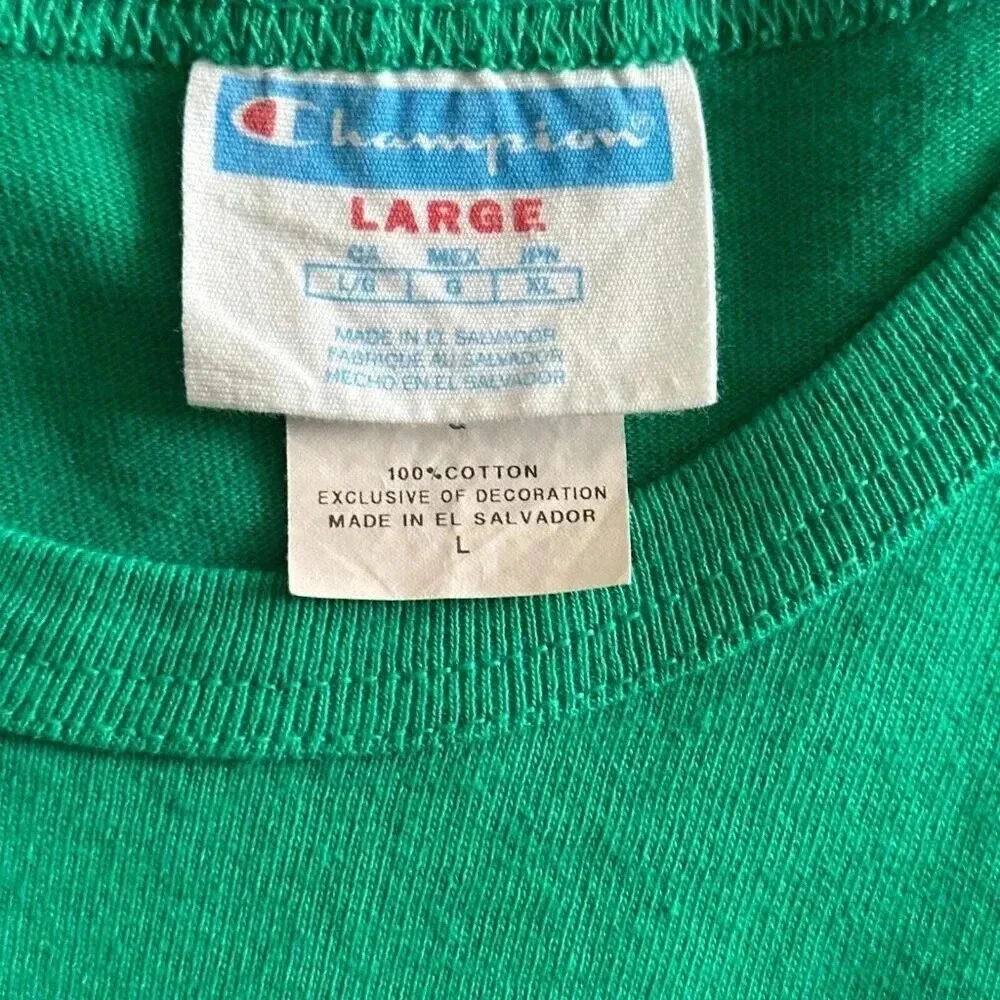Champion Shirt Mens M/L Green Faded Embroidered Logo Casual Basic Summer Tee‎ - Picture 8 of 11